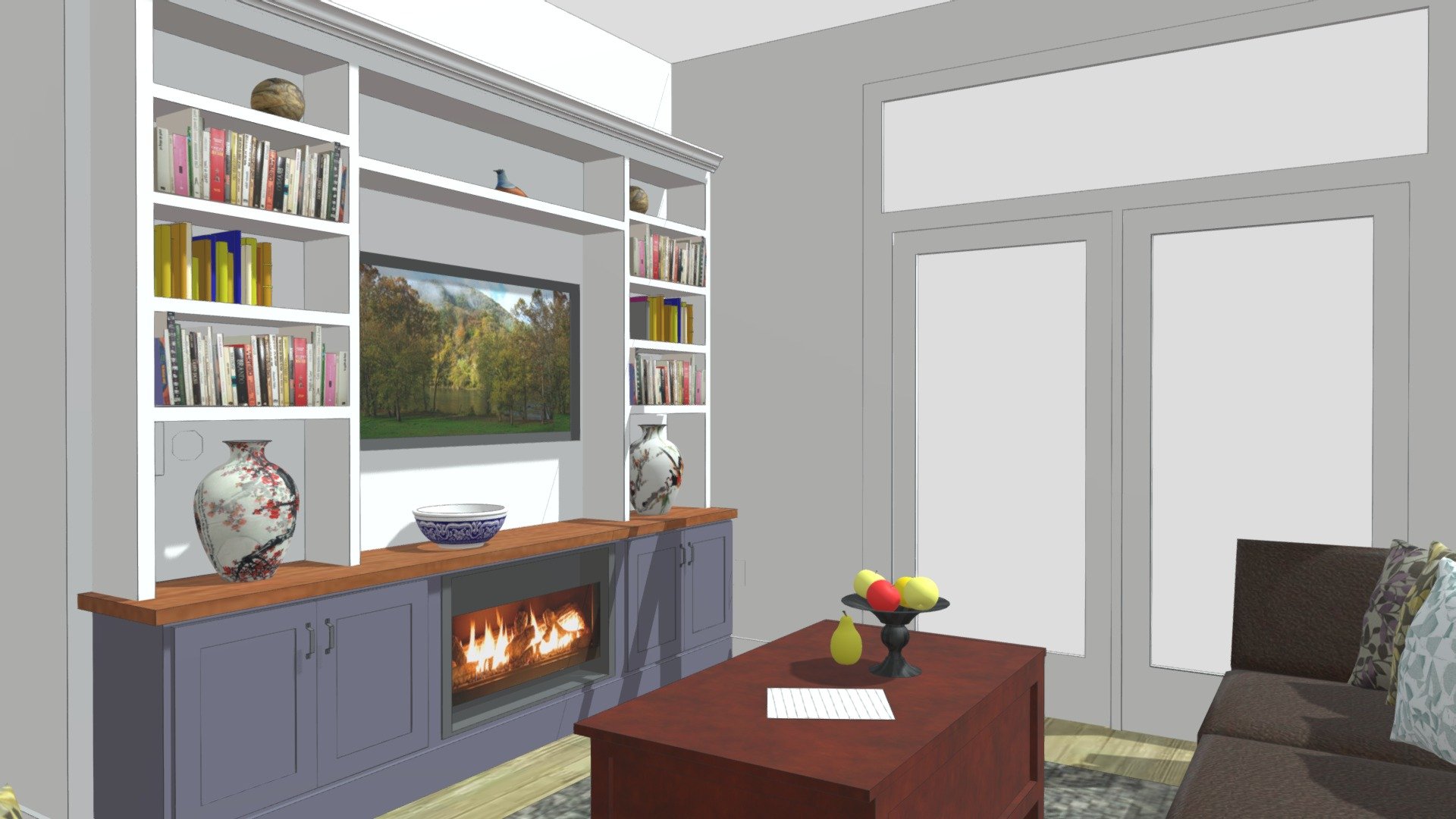 Entertainment center with electric fireplace v2