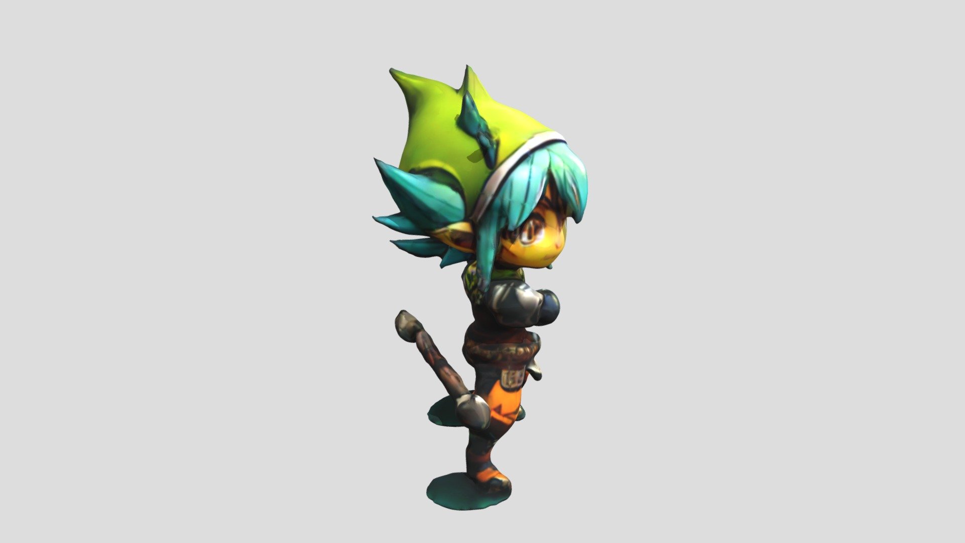a cartoon character with blue hair and a gree - Download Free 3D model ...