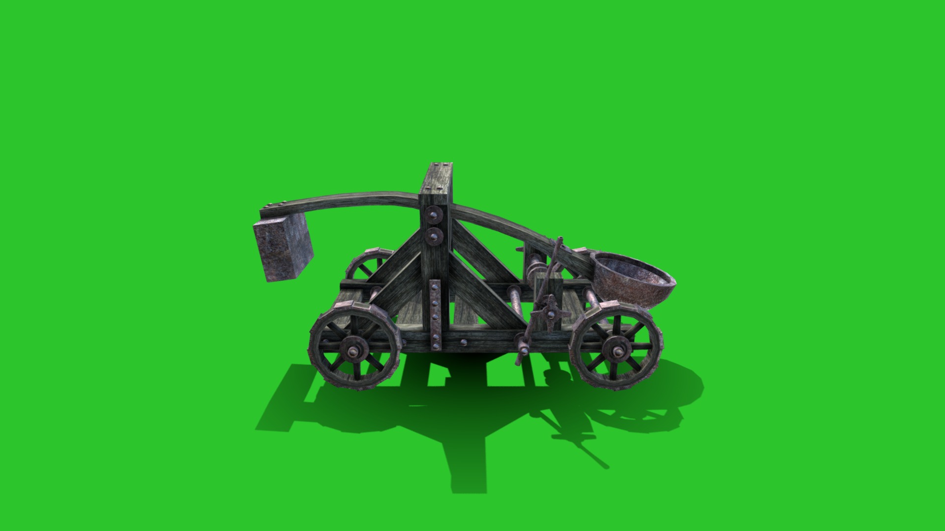 3D model Catapult - This is a 3D model of the Catapult. The 3D model is about a toy train on a green background.