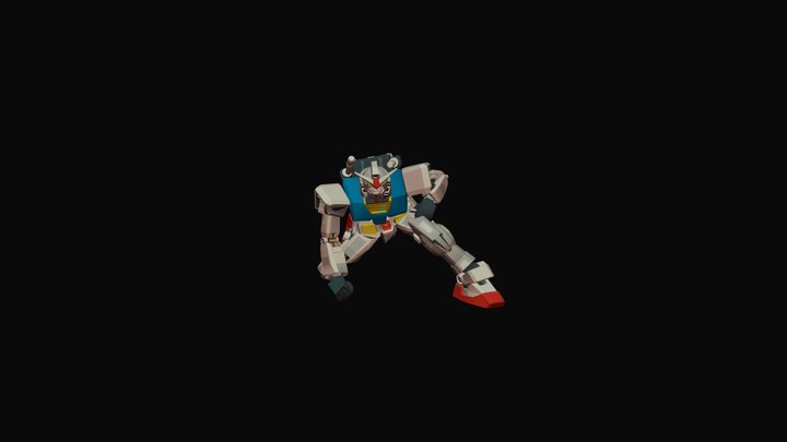 MS Gundam RX-78-2 Stand to Crouch Animation 3D Model