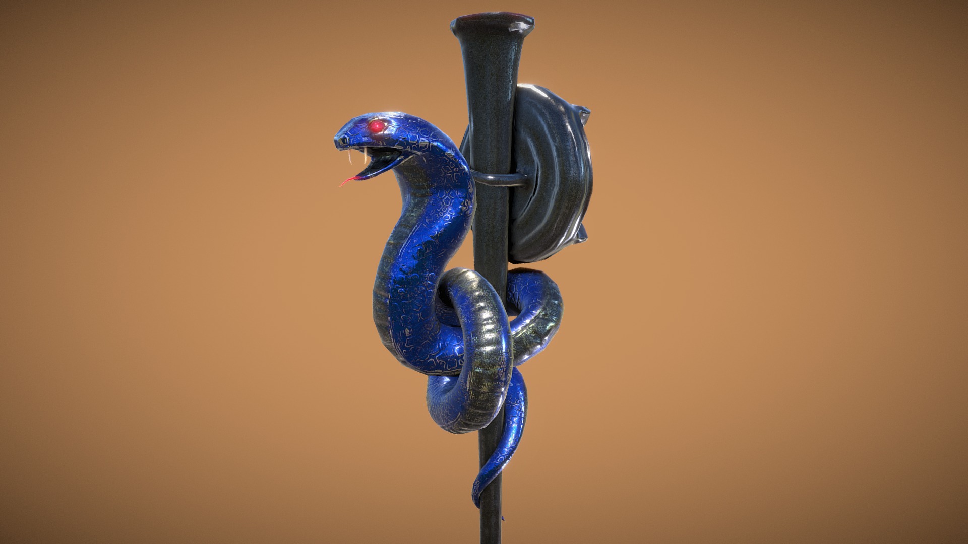 3D model Cobra Torch - This is a 3D model of the Cobra Torch. The 3D model is about a blue lizard on a metal rod.