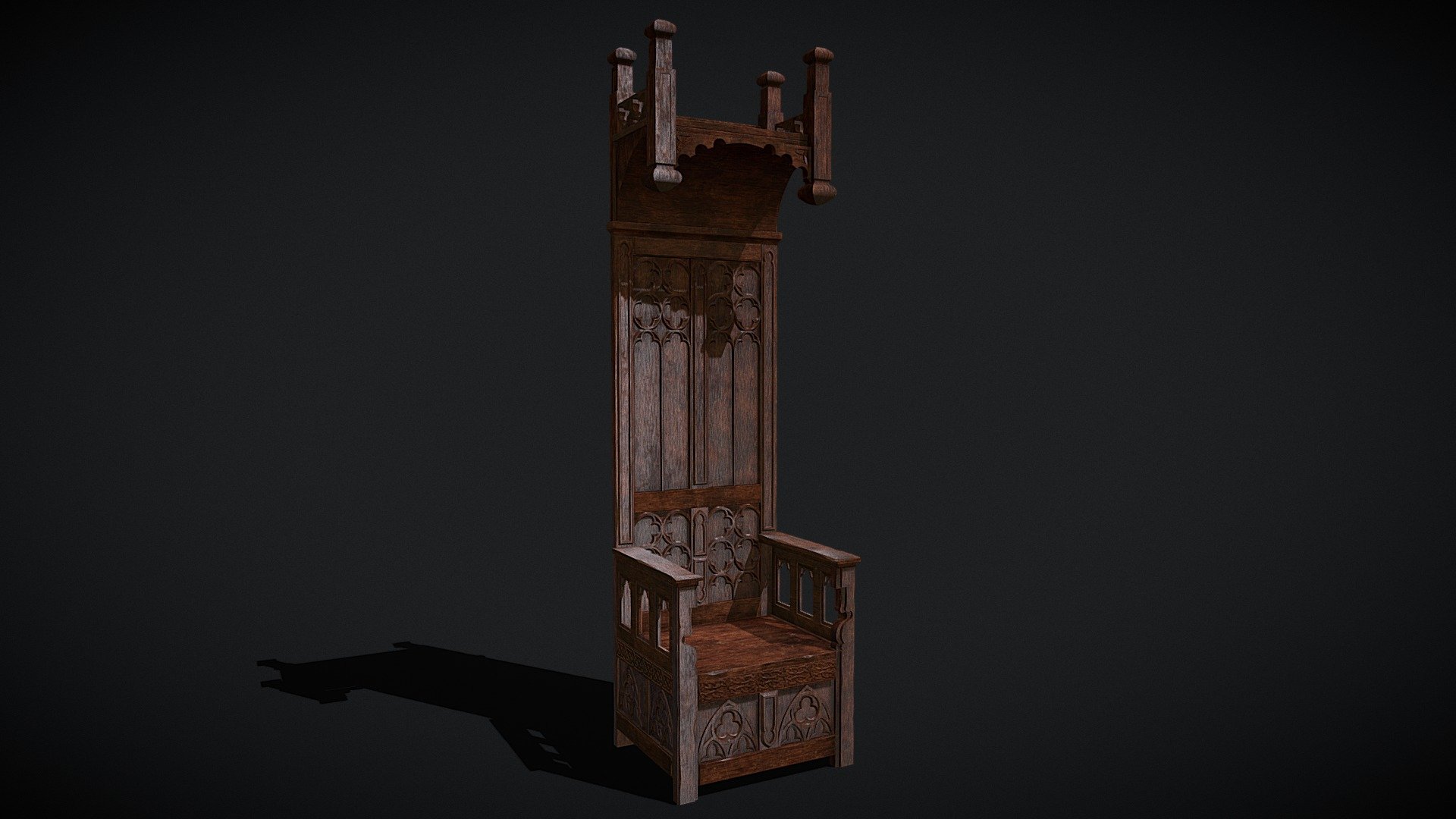 Medieval Wooden Antique Gothic Throne - Buy Royalty Free 3D model by ...