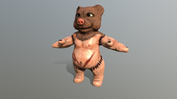 The same last bear-man but Rigged 3D Model