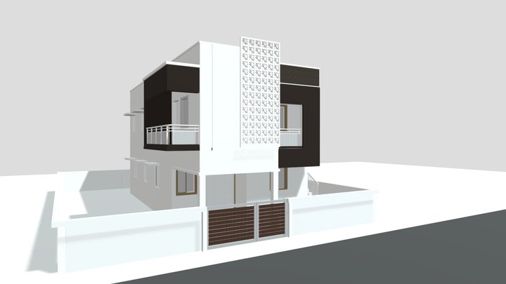 Modern home elevation 1 3D Model