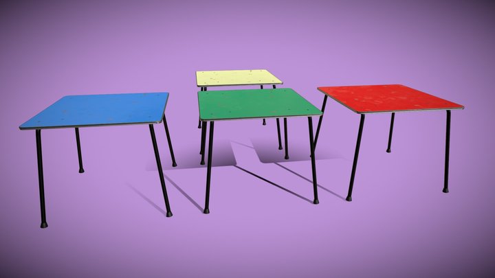 Table School Skins 4 Colors 3D Model