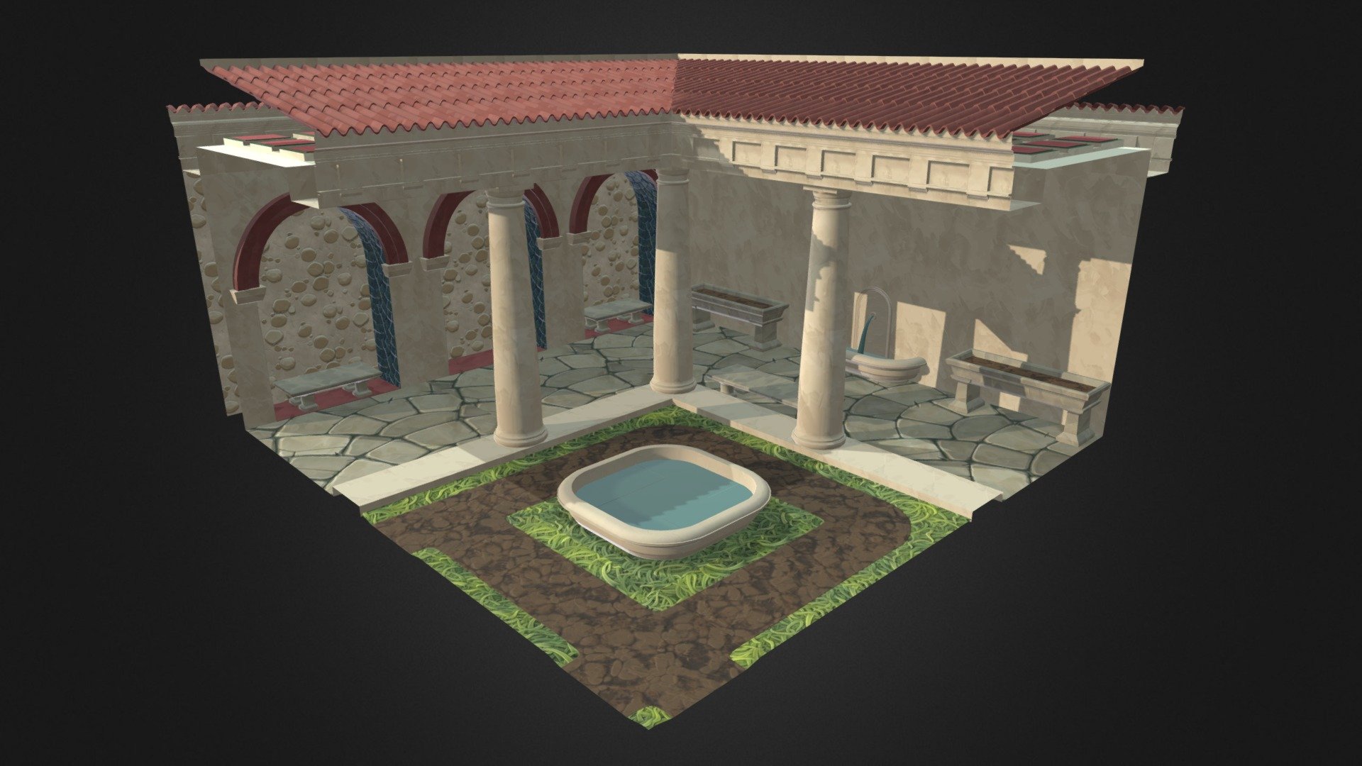 Roman Peristyle - 3D model by Maje [42f996a] - Sketchfab