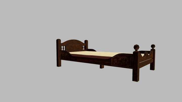 wooden bed 3D Model