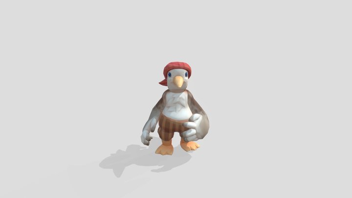 Handpainted Seagull Character 3D Model