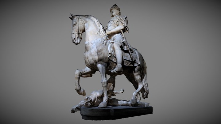 The equestrian statue of Kings Christan V 3D Model