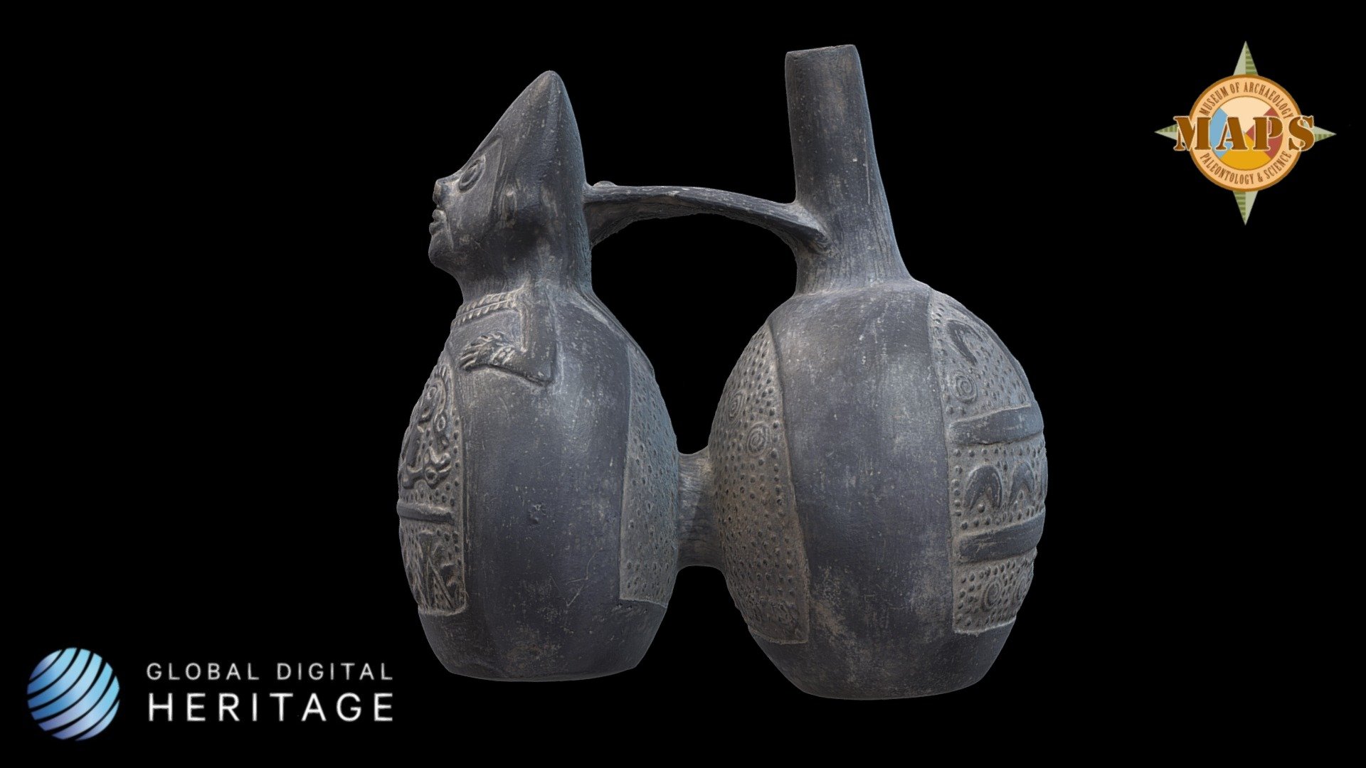Huaco Silbador Blackware Whistling Vessel — Sketchfab embed 3D viewer