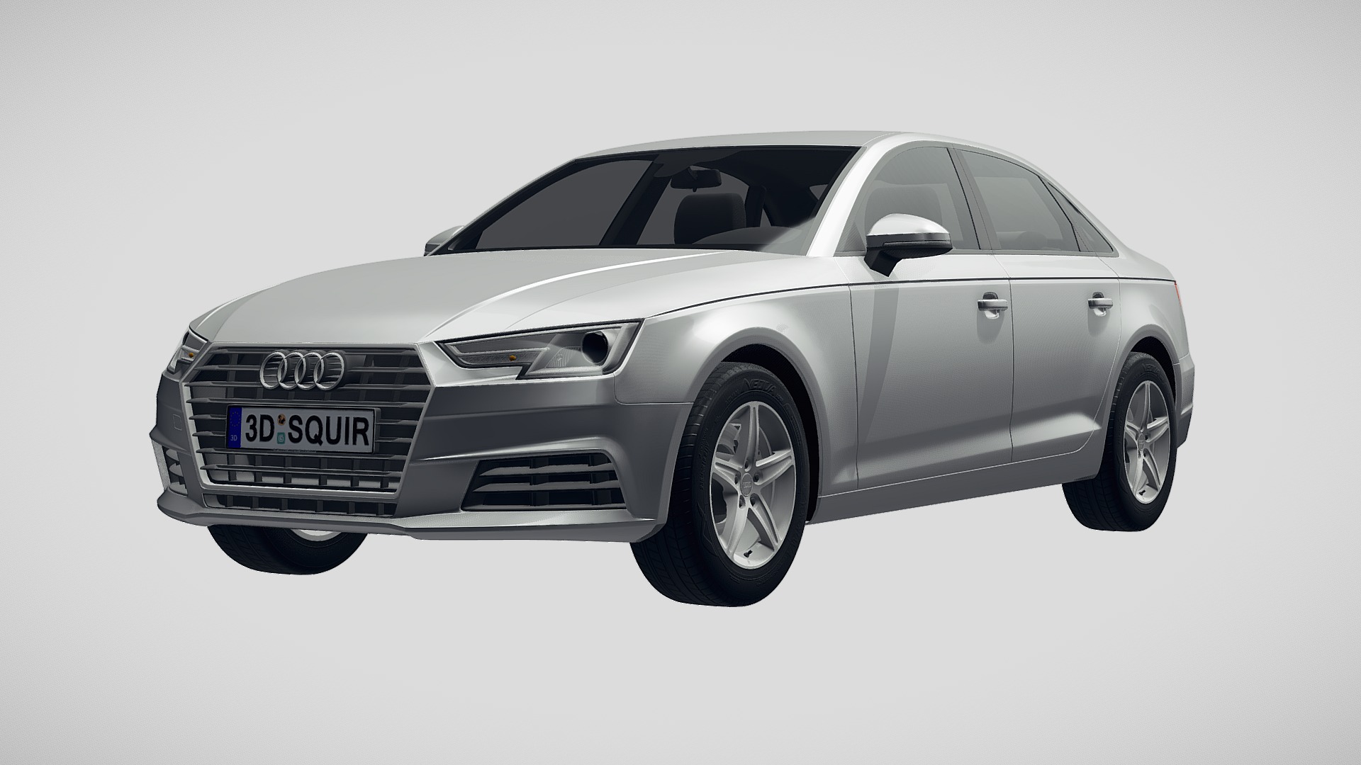 3D model Audi A4 Sedan 2019 - This is a 3D model of the Audi A4 Sedan 2019. The 3D model is about a silver car with a black background.