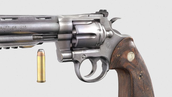 game ready revolver (colt python) 3D Model