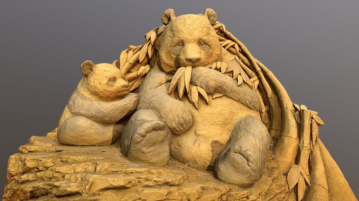 Giant Pandas sand sculpture