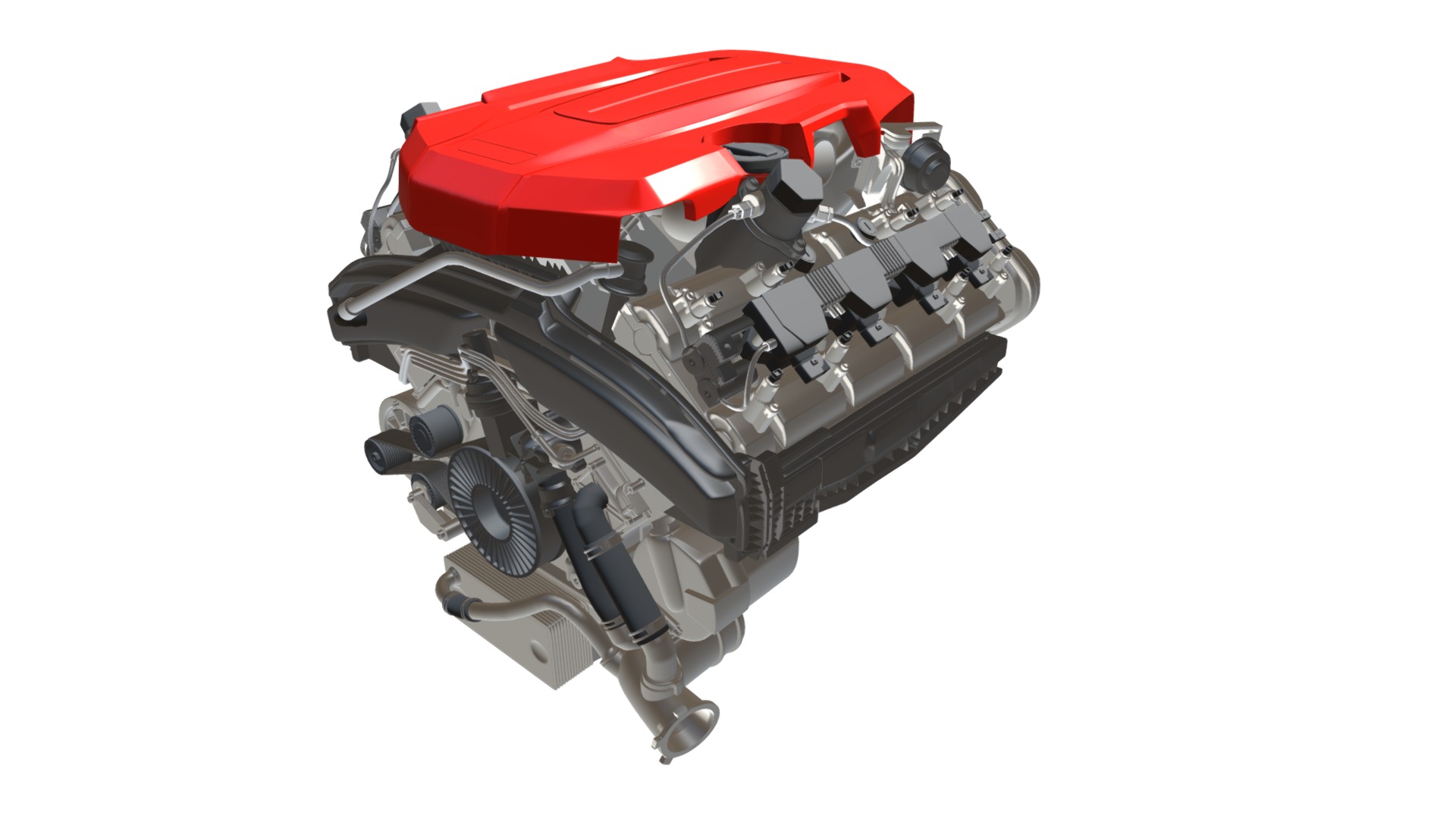 3D model V8 Car Engine - This is a 3D model of the V8 Car Engine. The 3D model is about a red and white machine.