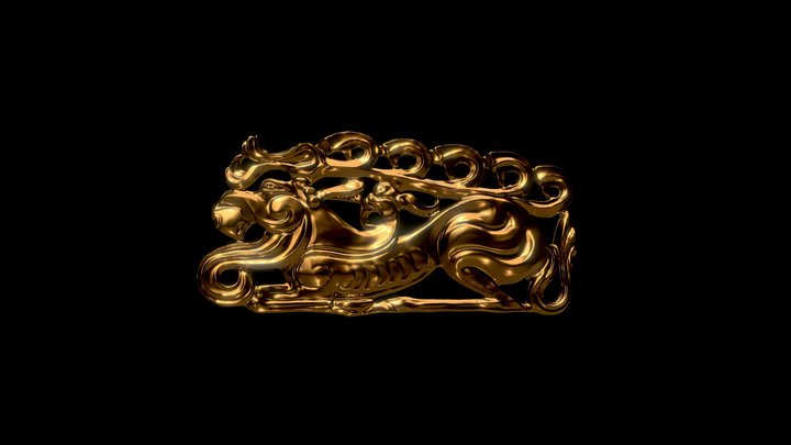 Ancient golden elk sculpture 3D Model