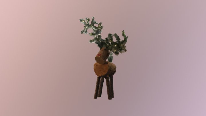 Reindeer Wooden Christmas Log 3D Model