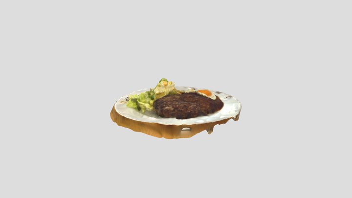joyful moring menu(hamburg plate) 3D Model