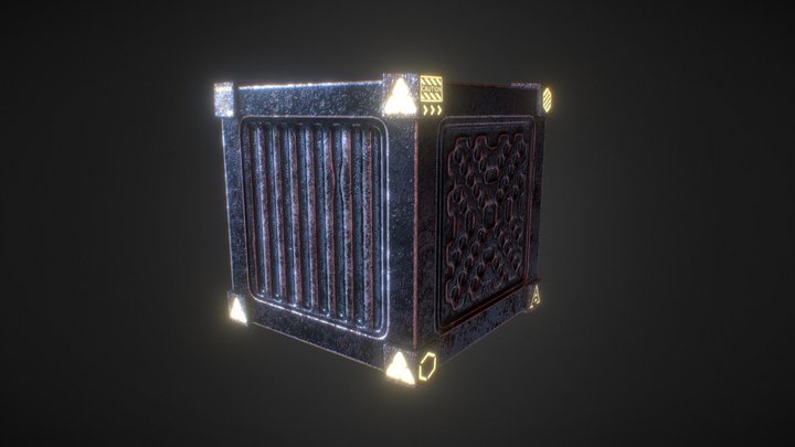 Crate Cube Box Sci-fi (game ready) 3D Model