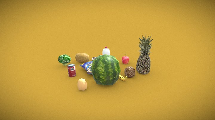 Pack de Comidas Estilo ps1 3D Model