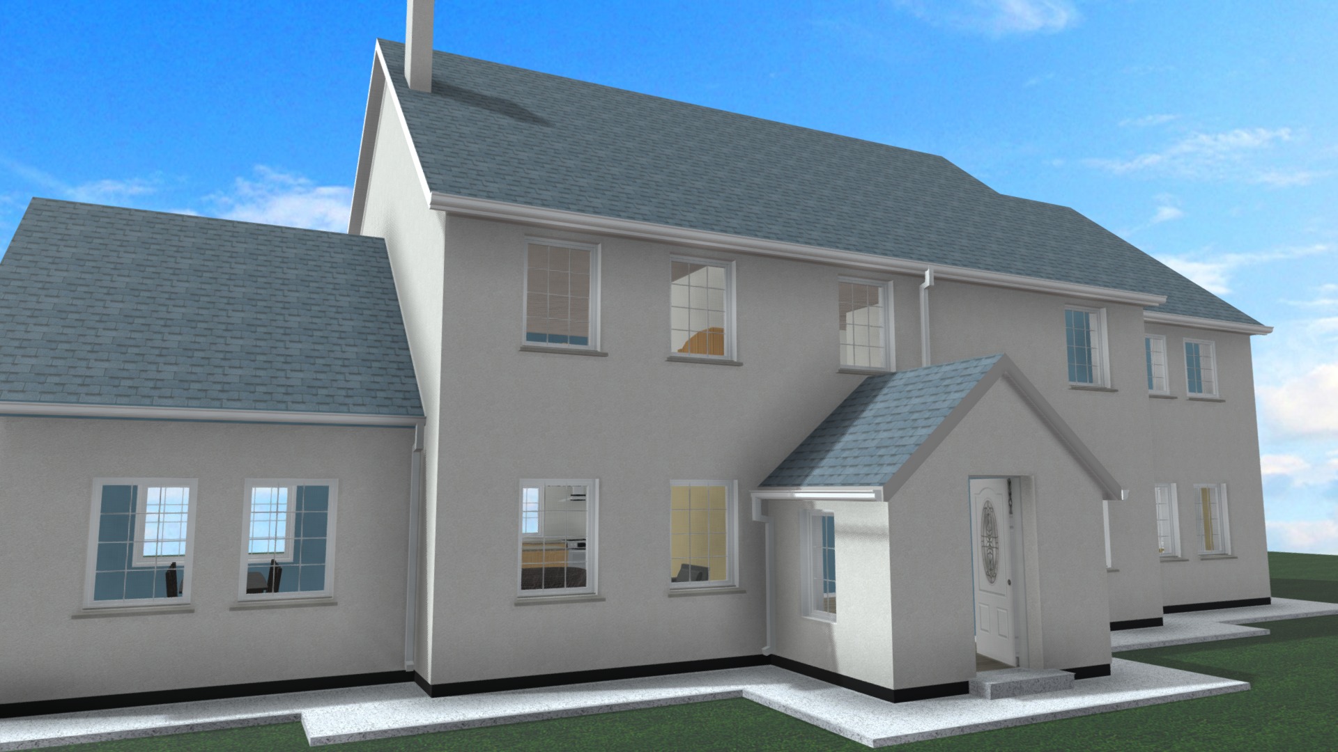 3D model Large 2 Storey House - This is a 3D model of the Large 2 Storey House. The 3D model is about a house with a driveway.