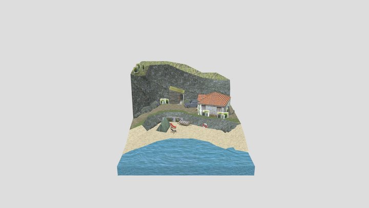 beach scene DAE 3D Model