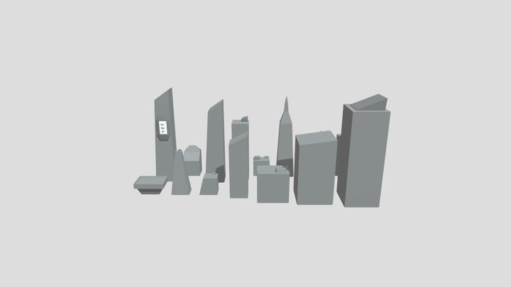 Mini Low Poly City Pack 14 Diffrent Buildings – Modello 3D gratuito STL