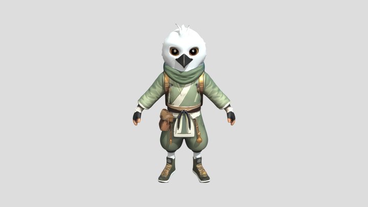 anthropomorphic bird adventurer 3D Model