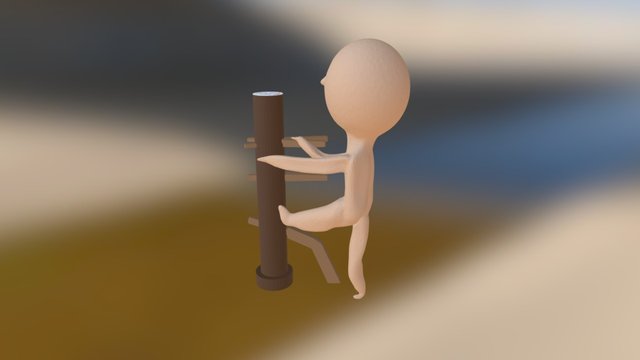 wing chun- man on dummy doll 3D Model