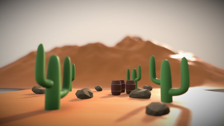 Low-Poly Desert Scene 3D Model