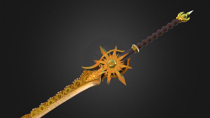 Golden Fantasy Sword 3D Model