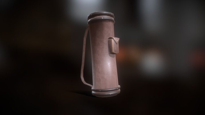 Old red leather quiver 3D Model