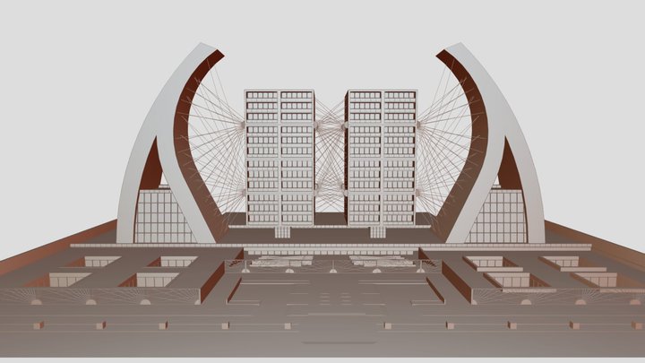 Cable Suspended Luxury Hotel. Proj.006 3D Model