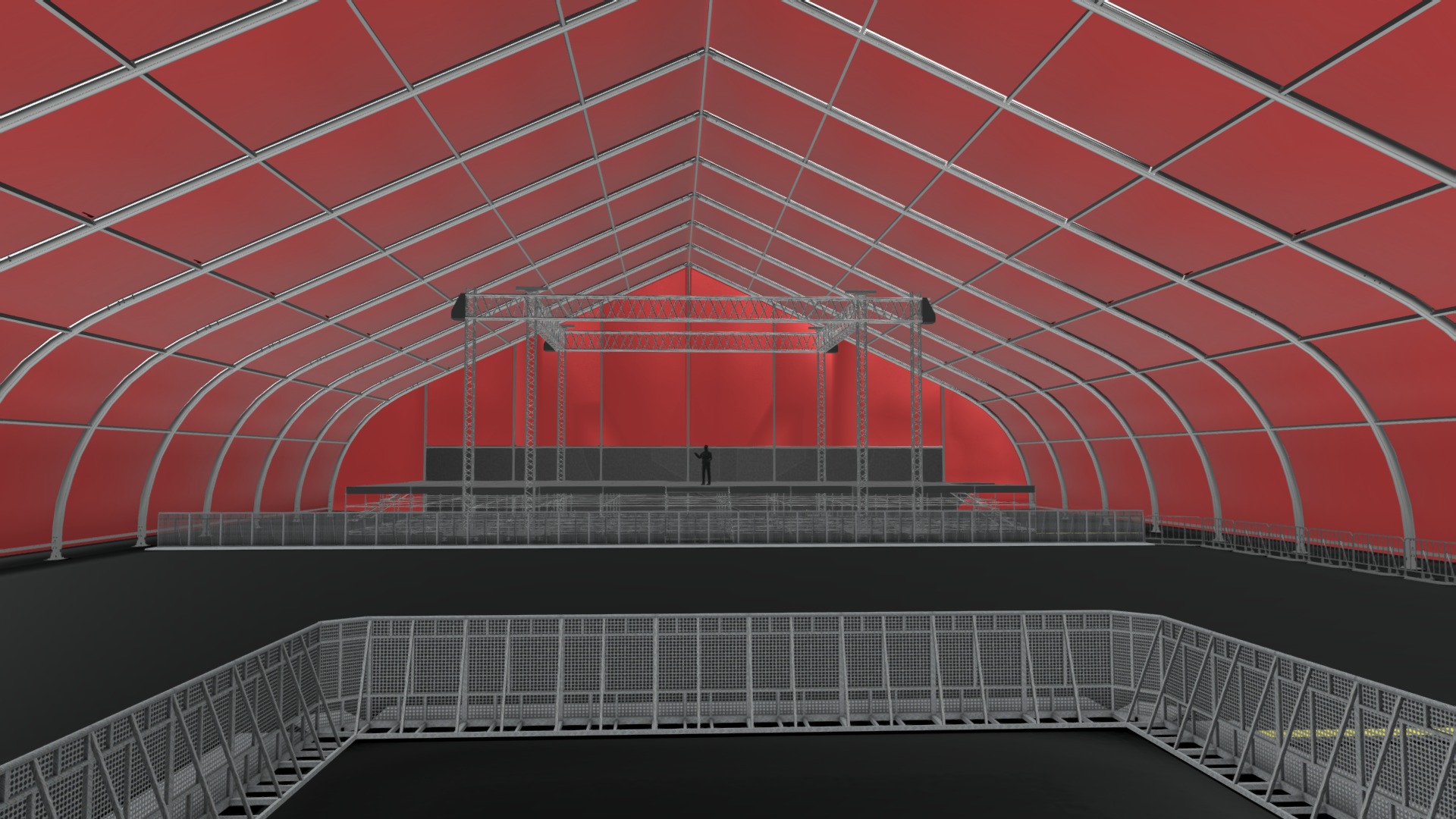 3D model TFS 40m Tent - This is a 3D model of the TFS 40m Tent. The 3D model is about a red and white structure.