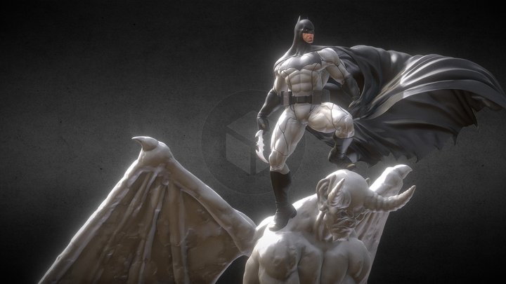Batman in the Night Gargoyle OBJ file [EDITABLE] 3D Model