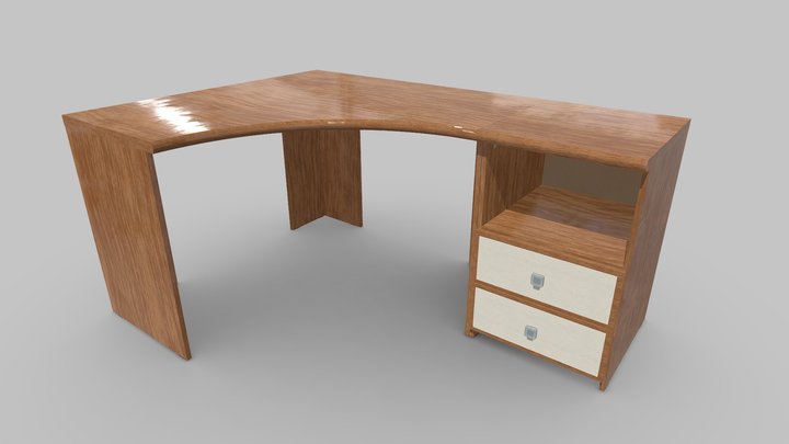 Office table with a nightstand 3D Model