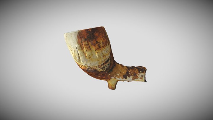 Clay pipe with ship and anchor markings 3D Model