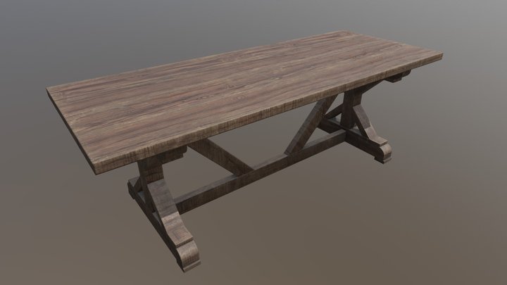 Picnic Table Walnut 3D Model