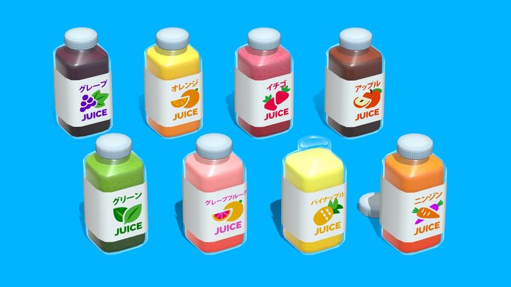 Juice Bottles 3D Model