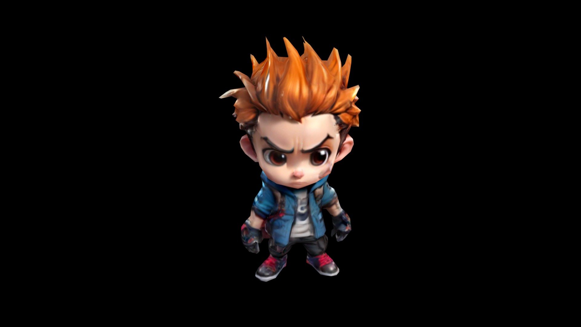 Chibi animation of a boy with spiky hair, wearin - Download Free 3D ...