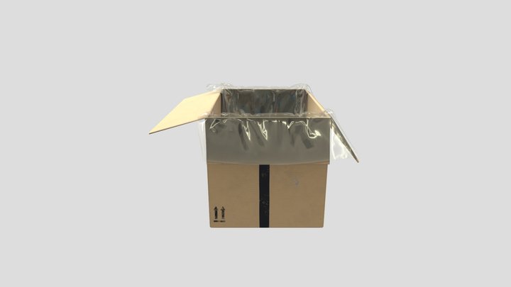 Cardboard box with plastic film 3D Model