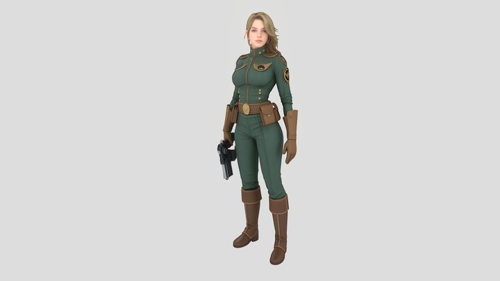 Female Military Officer 3D Model