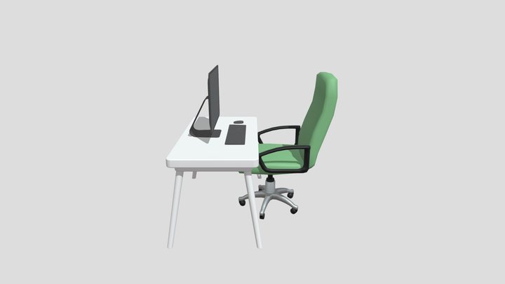 Computer Table Setup 3D Model