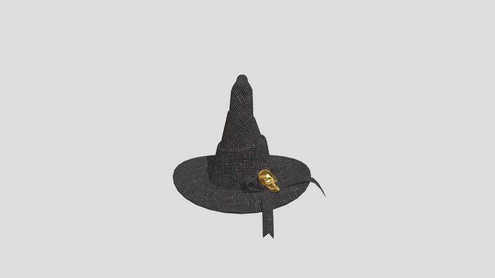 Black Witch Hat Ribbon Skull Ornament