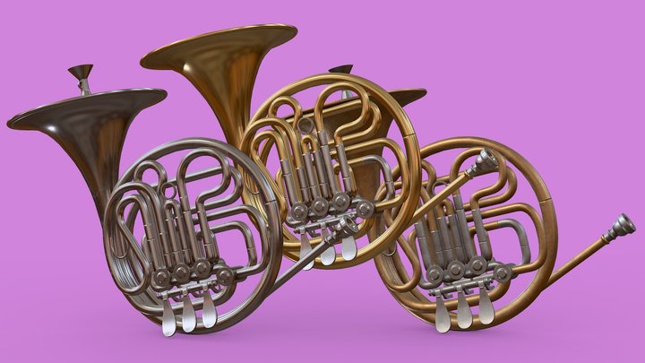 French Horn - Brass Instrument 3D Model