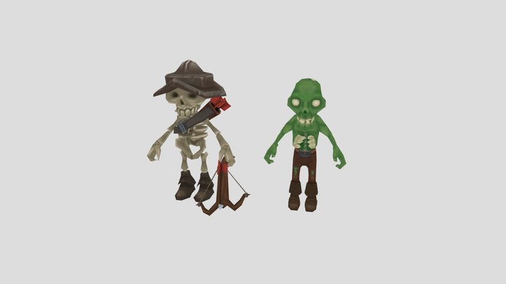 Zombie & Skeleton 3D Model