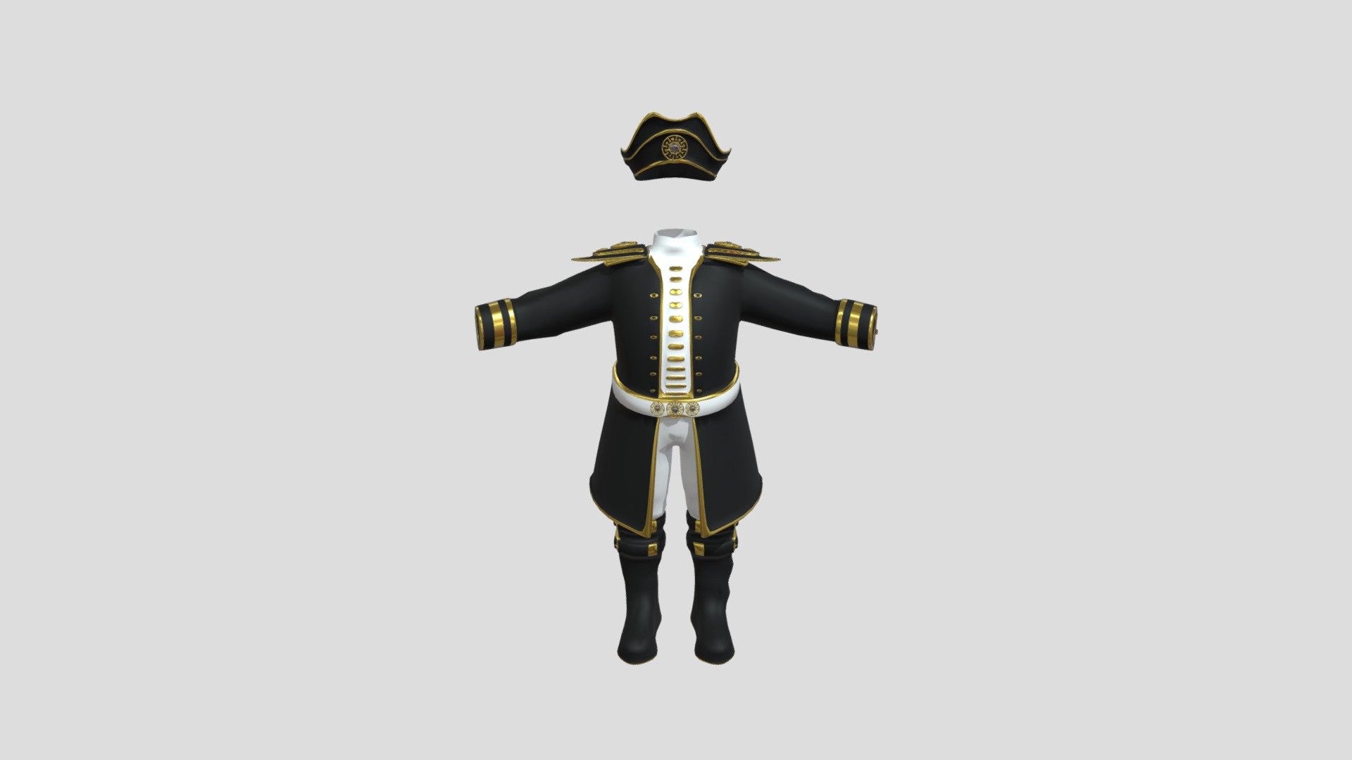 Seafarer Captain Costume (Pirate Style) — Sketchfab embed 3D viewer