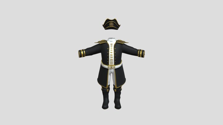 Seafarer Captain Costume (Pirate Style) 3D Model