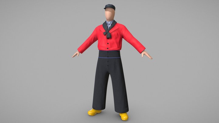 Male Dutch Traditional Costume 3D Model