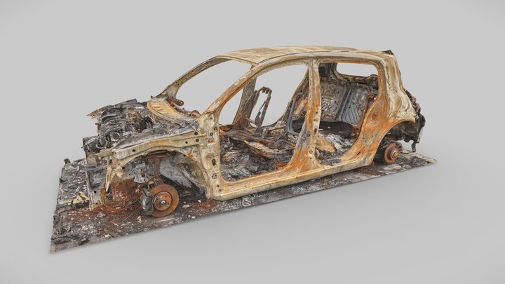 Burned Car Wreck - Renault Megane 3D Model