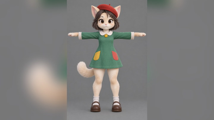 Adeleine (Kirby) Furry T-Pose 3D Model